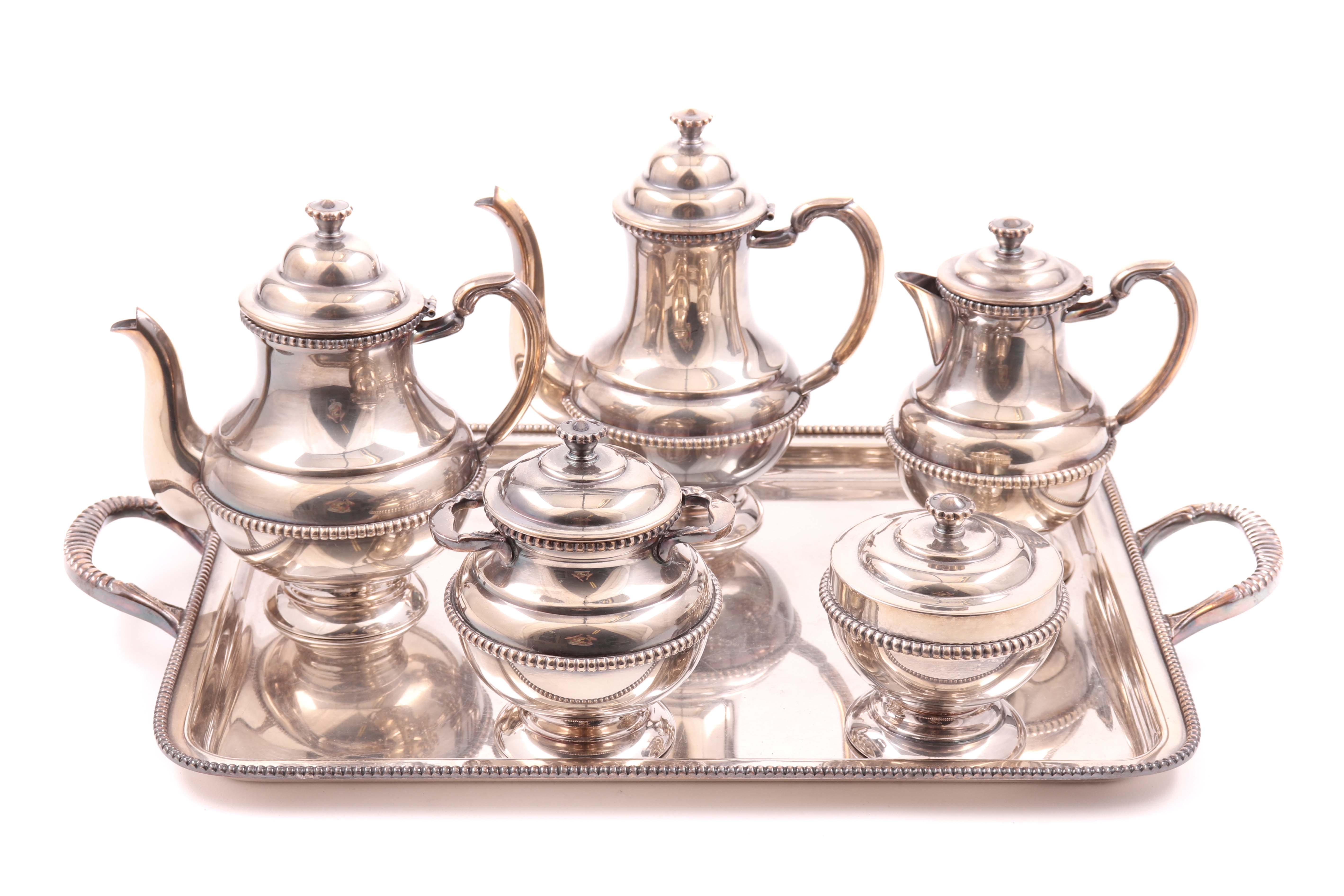 Serviço de chá e café em metal prateado (6)