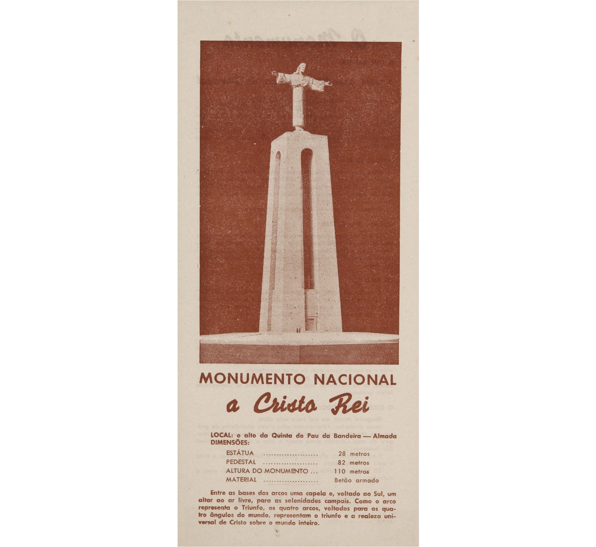 Folheto informativo do "Monumento Nacional a Cristo Rei"