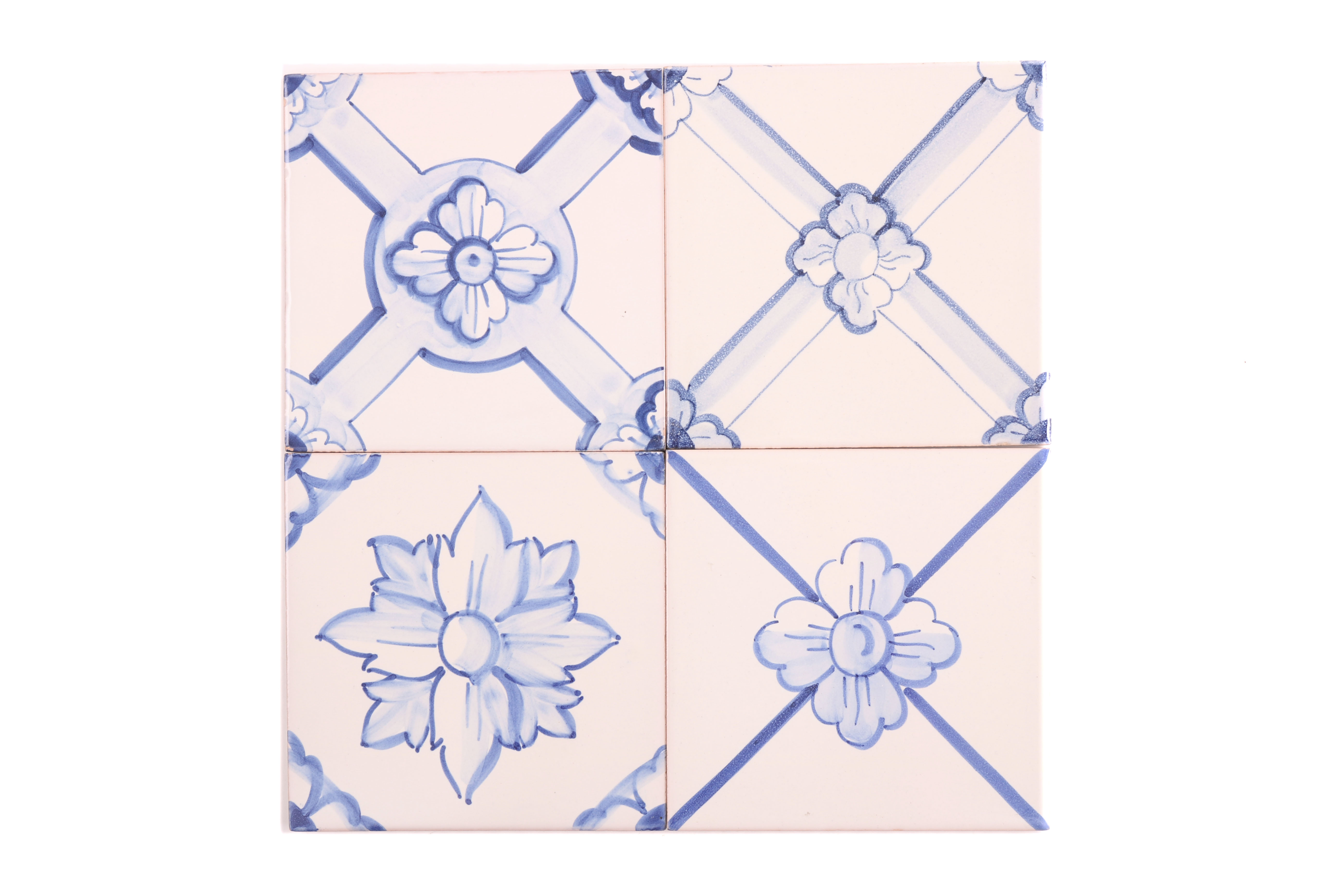 Quatro azulejos avulsos da Fábrica Viúva Lamego