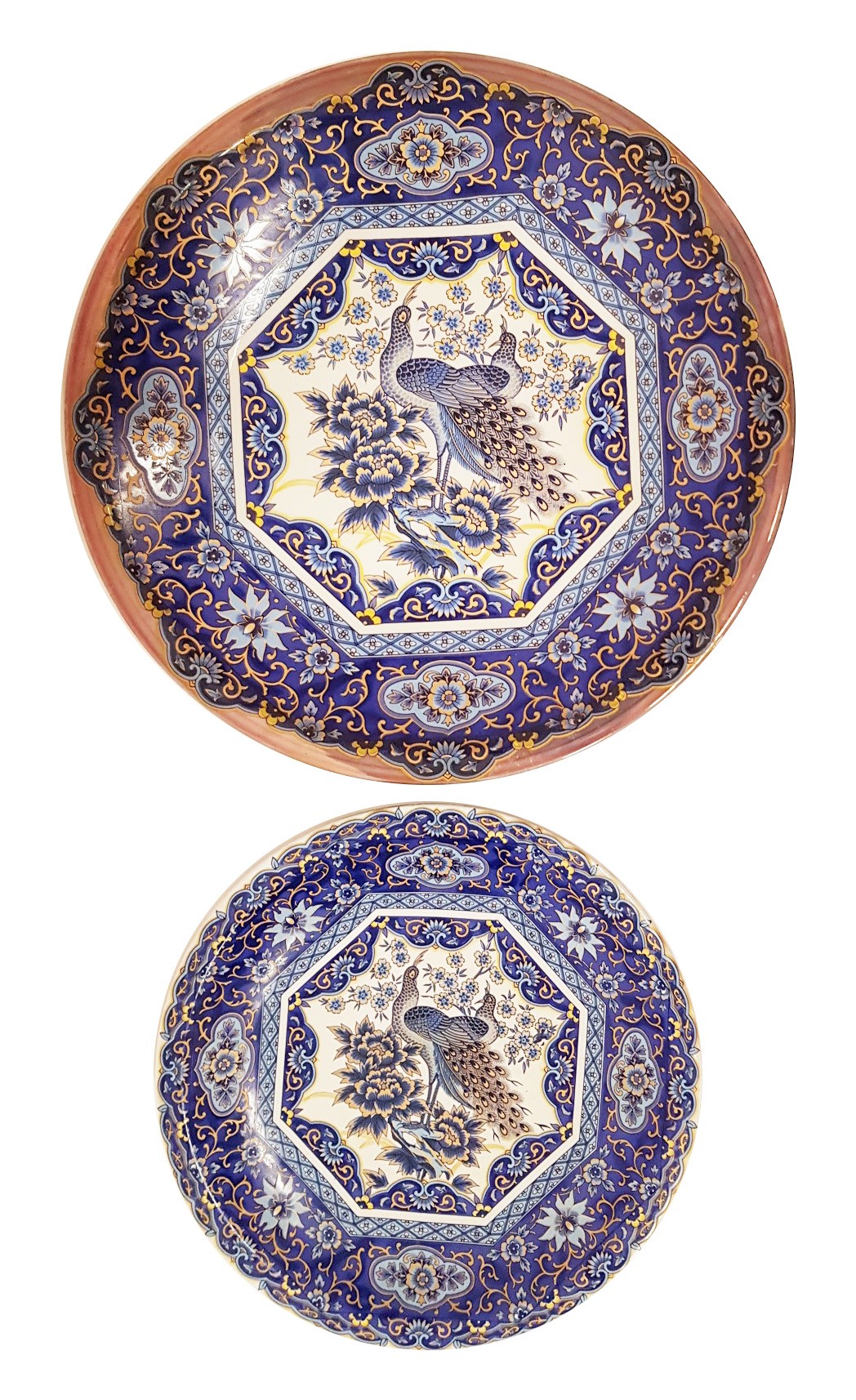 Conjunto de dois pratos em porcelana oriental