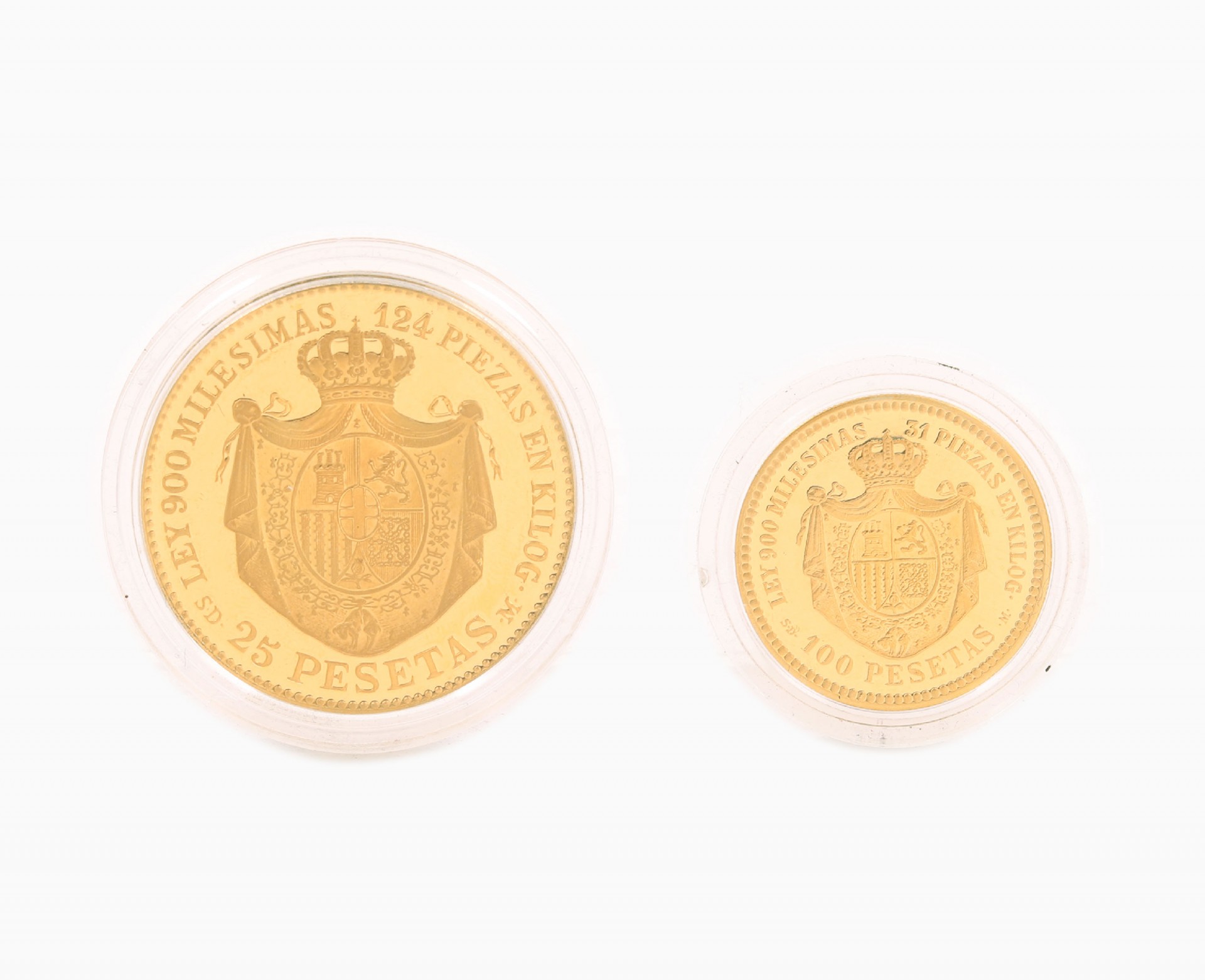 Duas moedas comemorativas - Historia da Peseta