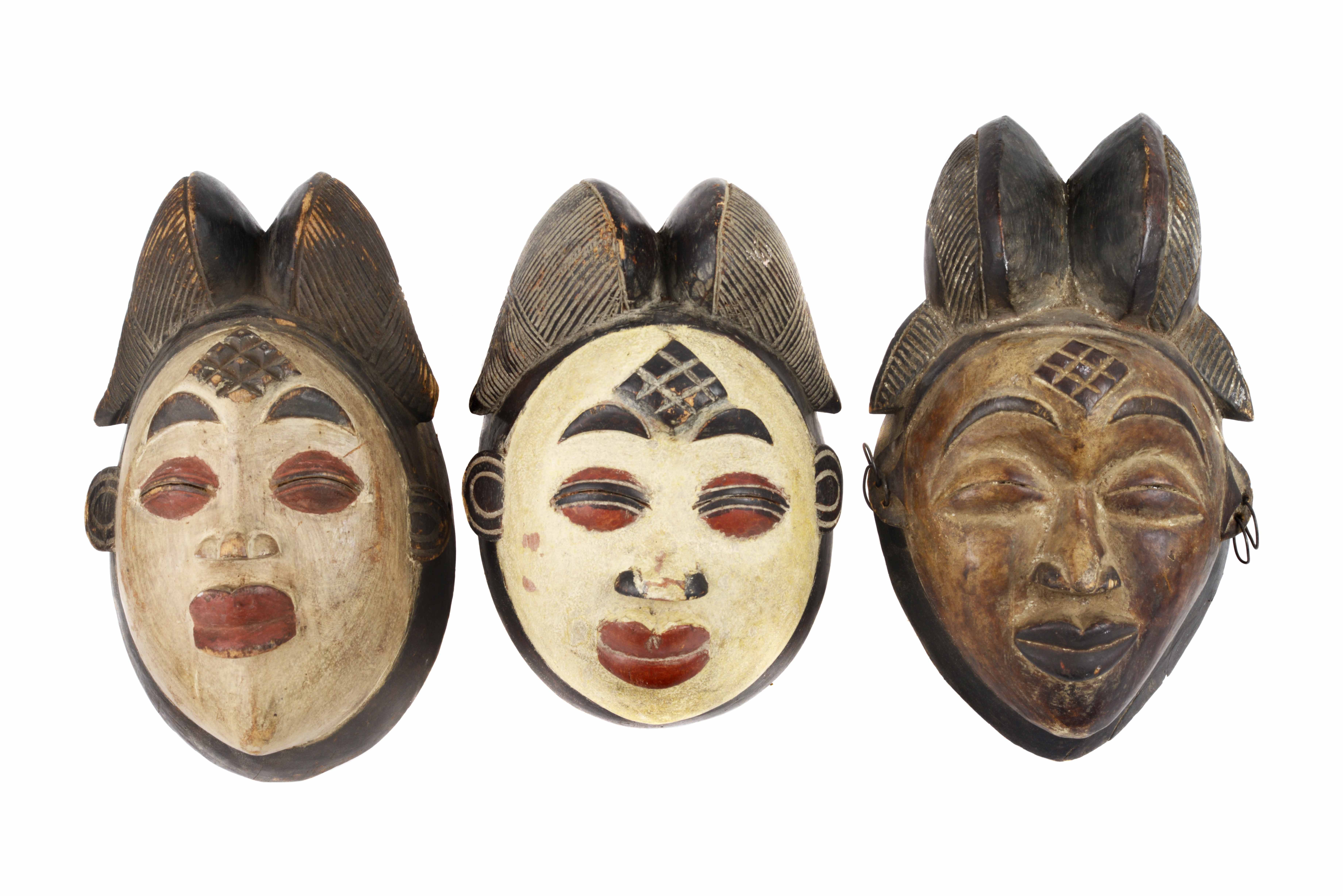 Três máscaras africanas "Punu", Gabão séc. XX (3)