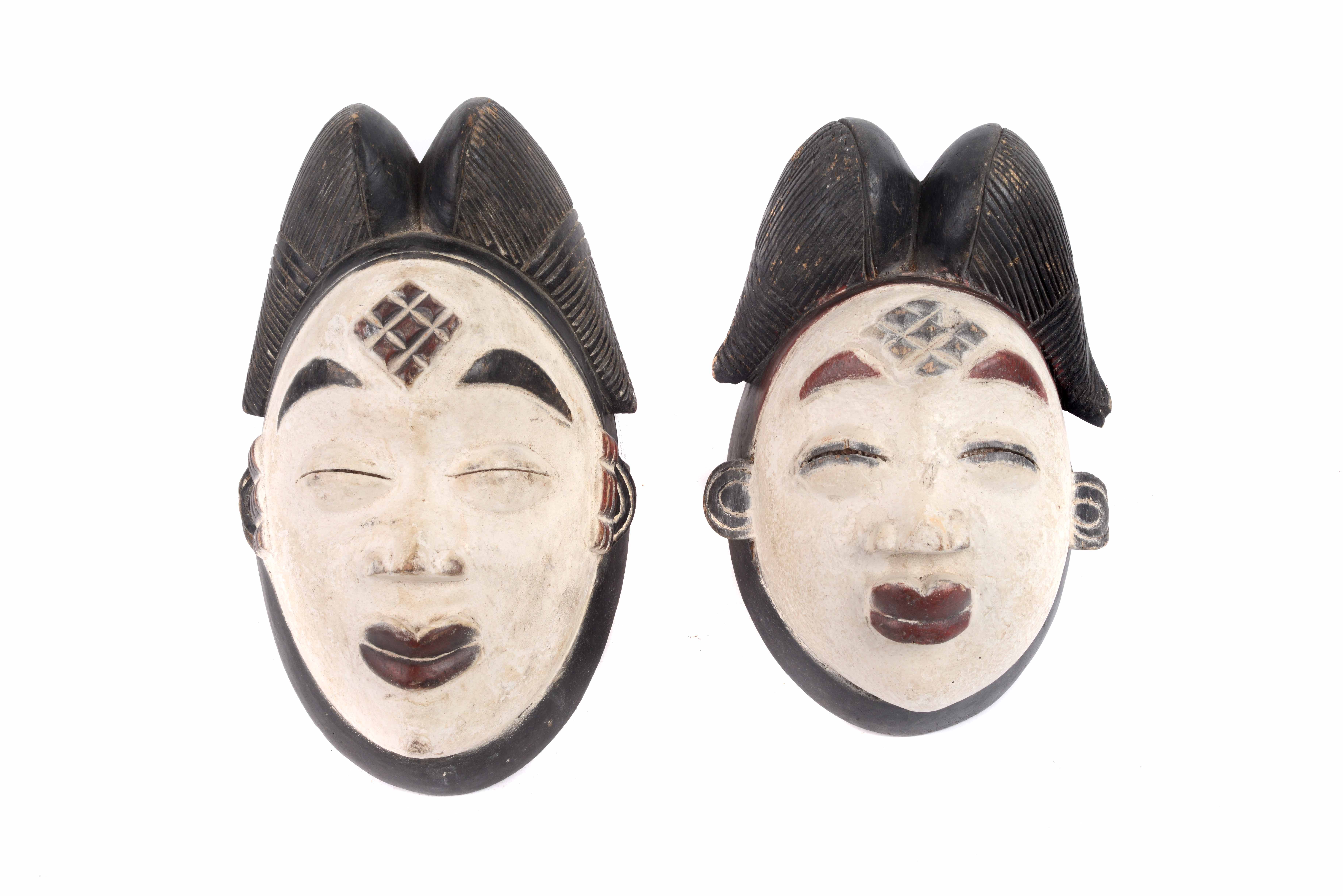 Duas máscaras africanas "Punu", Gabão séc. XX (2)