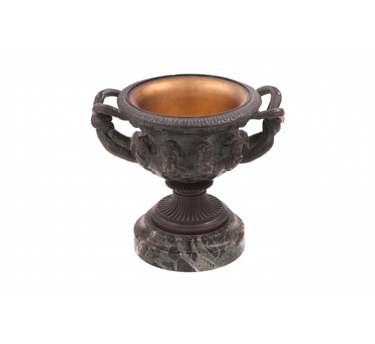 Urna em bronze com base em mármore
