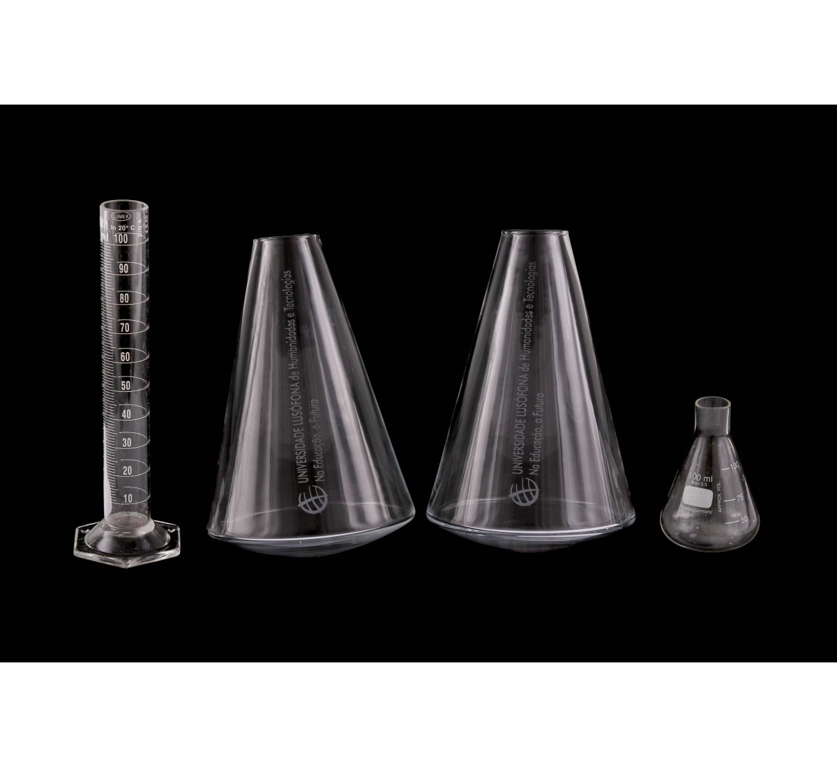 Conjunto de 4 instrumentos de laboratório em vidro (4)