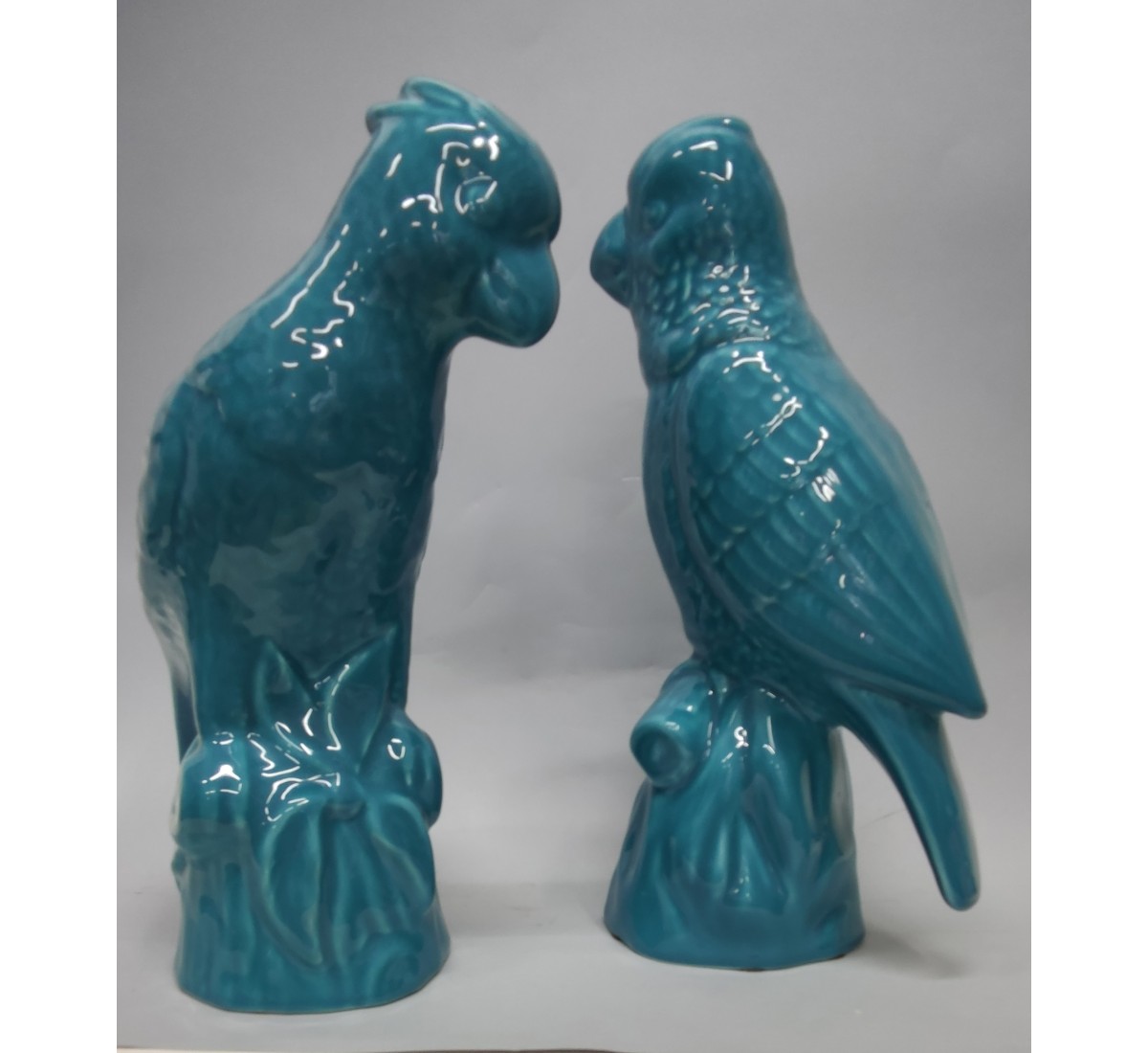 Papagaios, par de esculturas em faiança oriental (2)