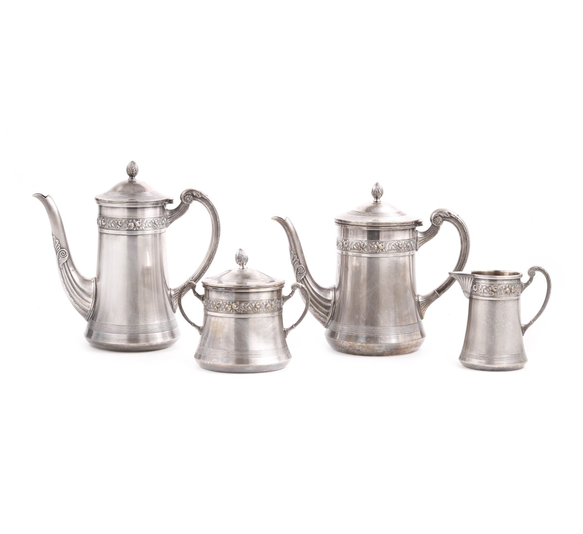 Serviço de chá e café em metal prateado (4)