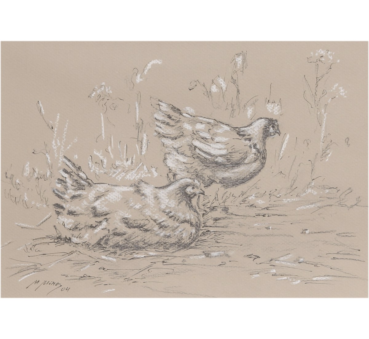 Paisagem com galinhas