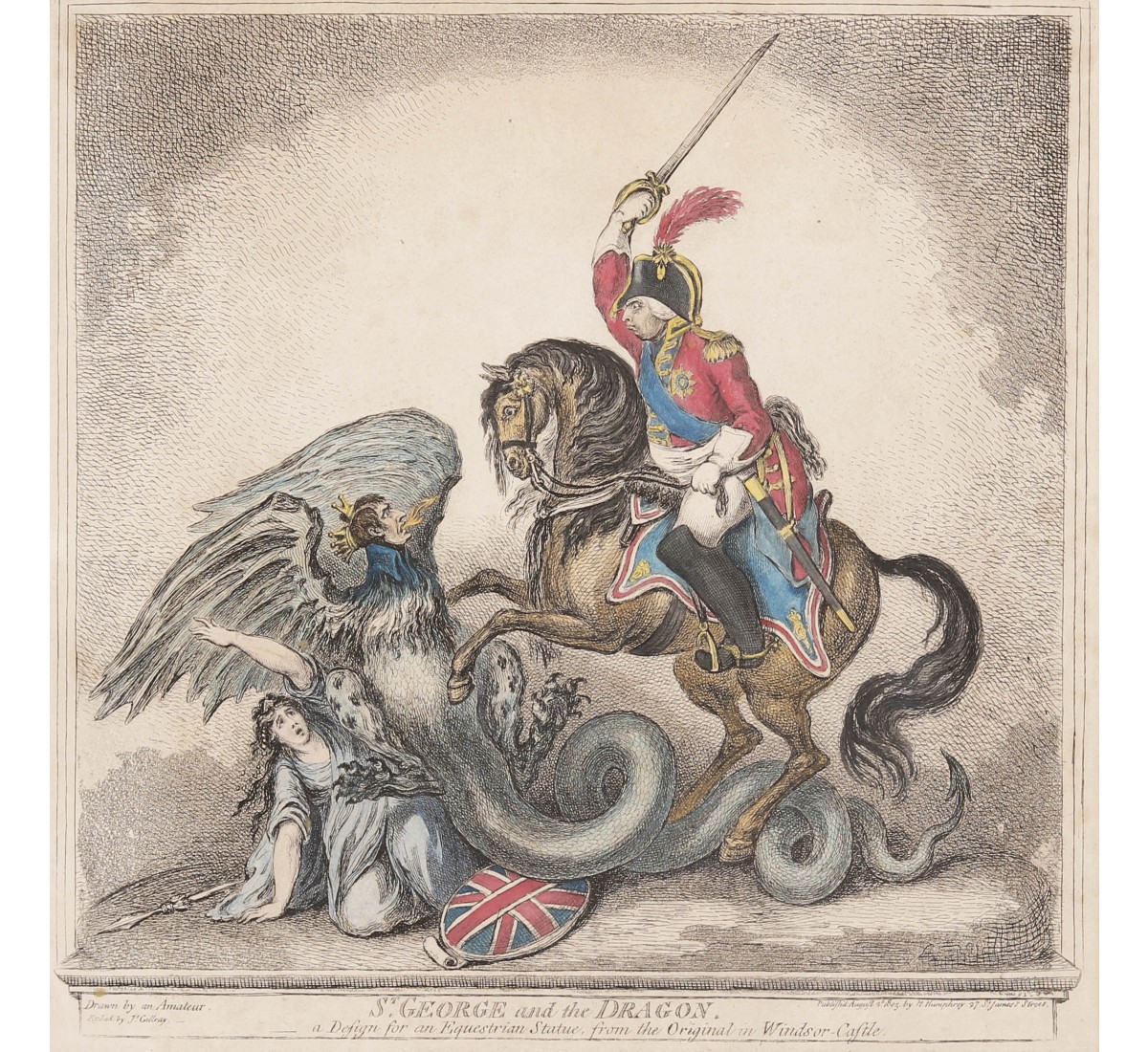 "St George and the dragon" gravura, séc. XIX